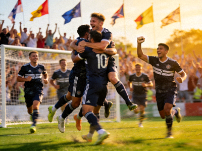 球队庆祝进球的激动时刻